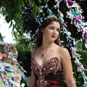 “Quinceañera Collection” burgundy dress